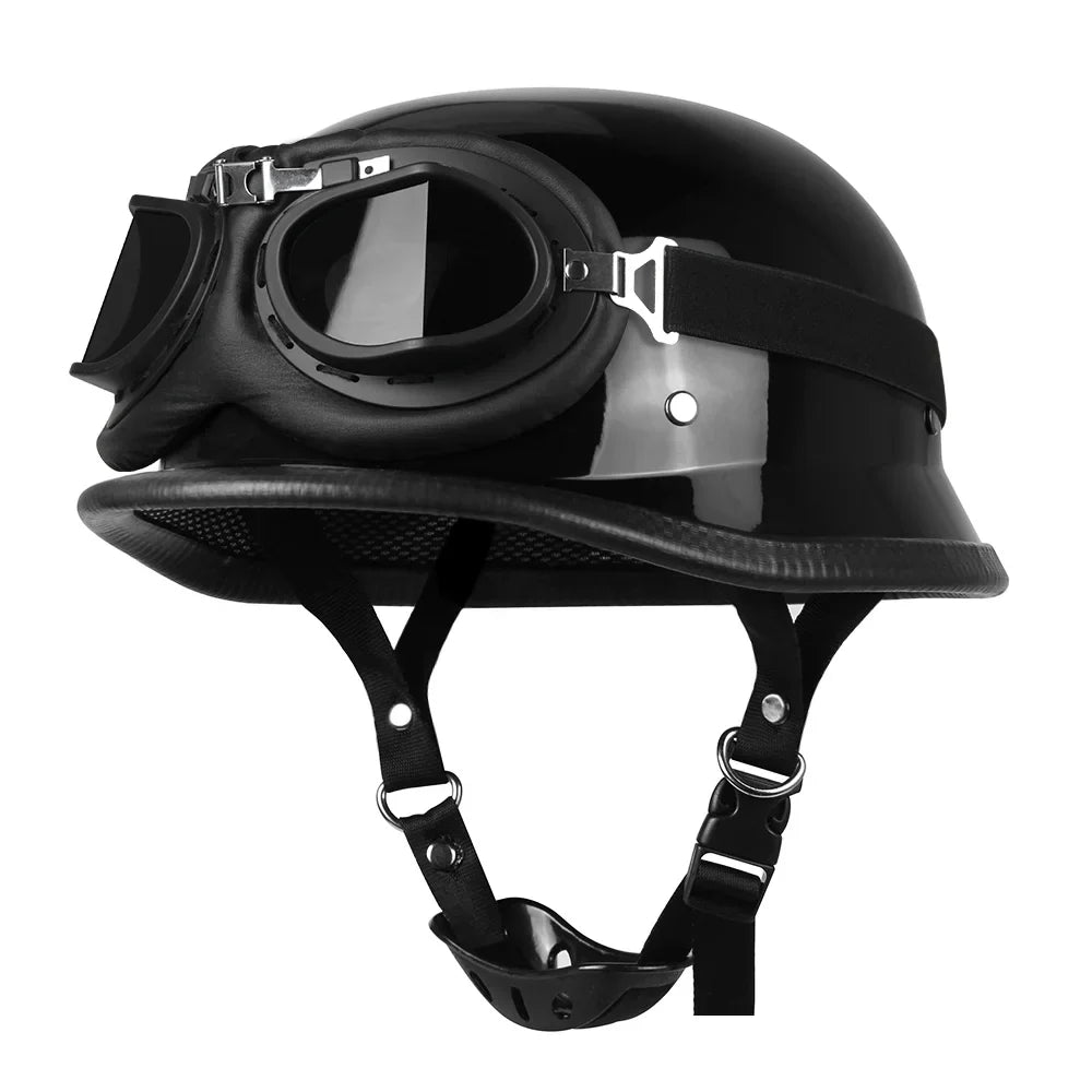 Vintage German Style Half Helmet — Lightweight ABS Shell, Quick Release Buckle, DOT ECE Certified