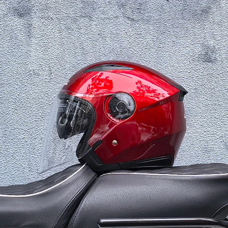 スリークォーター バイクヘルメット — ダブルバイザー、軽量1050g