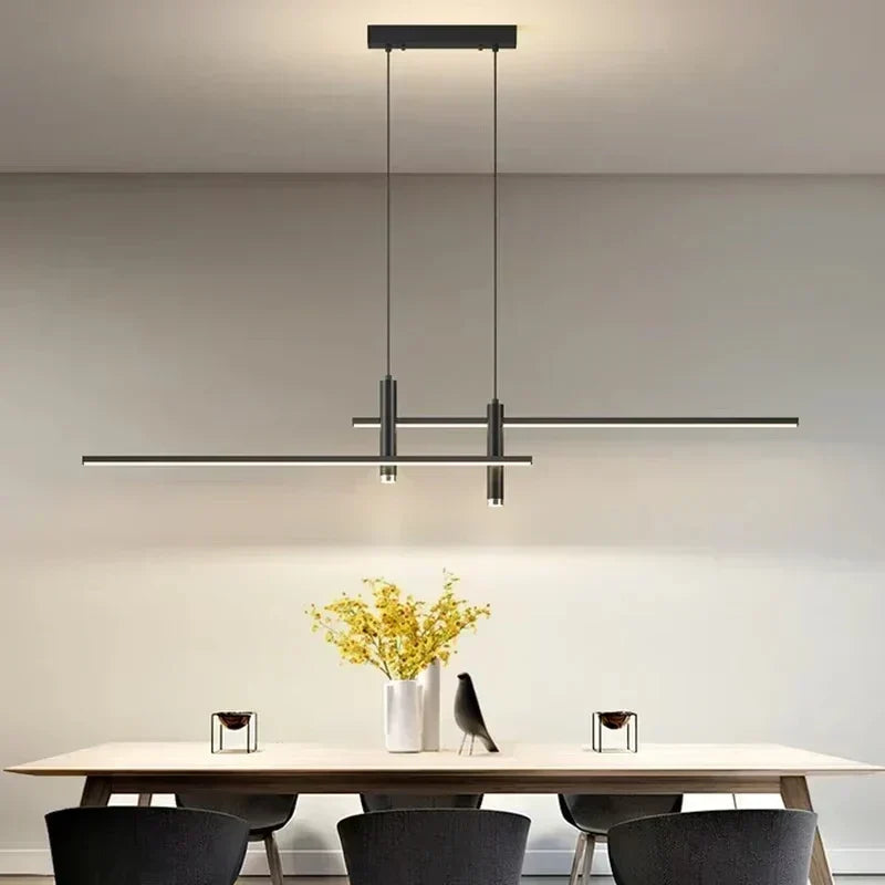 Modern LED Linear Pendant Light — Nordic Style, Warm Glow