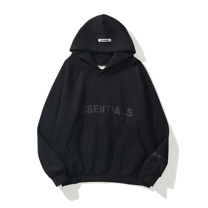 Fear Of God Essentials Hoodie — 100 % bomull, ultramjukt sweatshirtmaterial, känguruficka