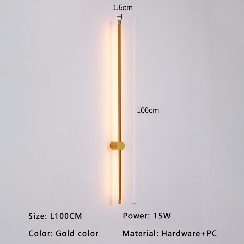 Modern minimalistisk LED-vägglampa, guld eller svart, AC85-265V