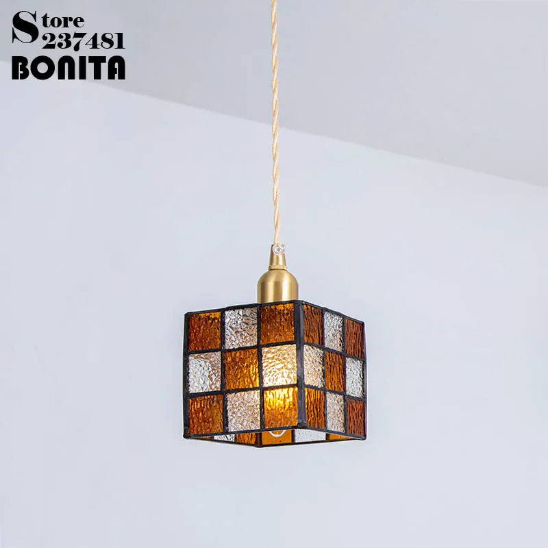 PrismCube Glass Pendant Light For Retro Style Home Decor