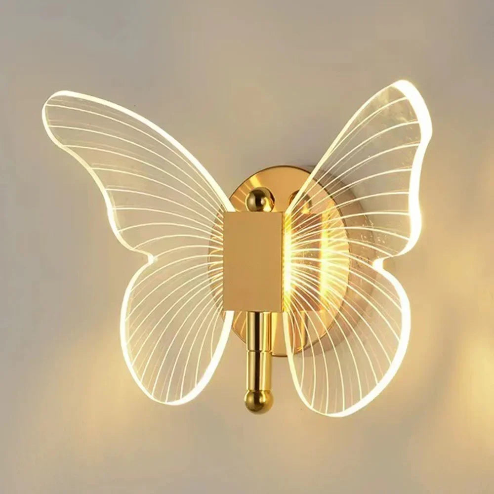 Moderne LED-vægslampe med sommerfugl — kreativ akrylvæglampe