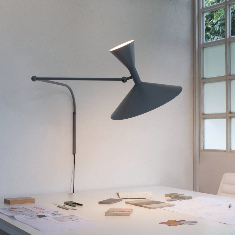 NovaSwing Plug-In Swing-Arm Wall Lamp — Industrial-Style Mount, On/Off Switch