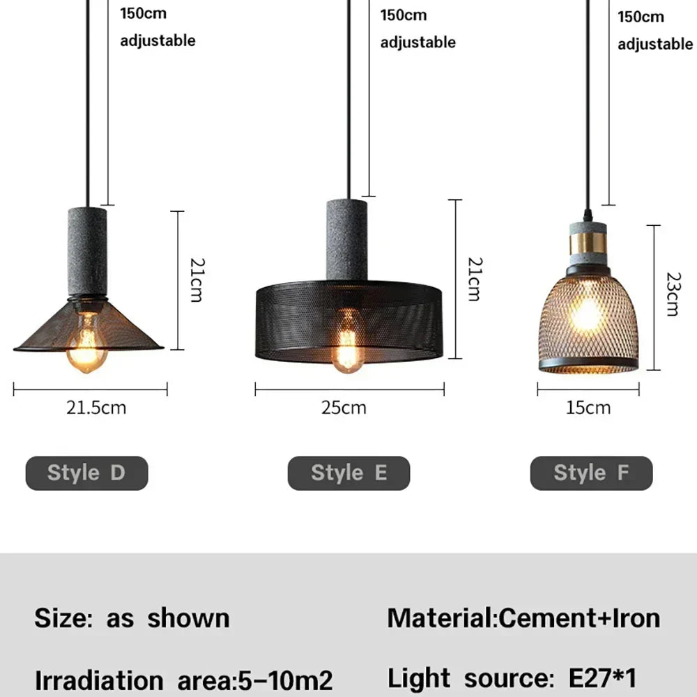 Quarryline Cement Pendant Light In Retro American Style For Kitchens