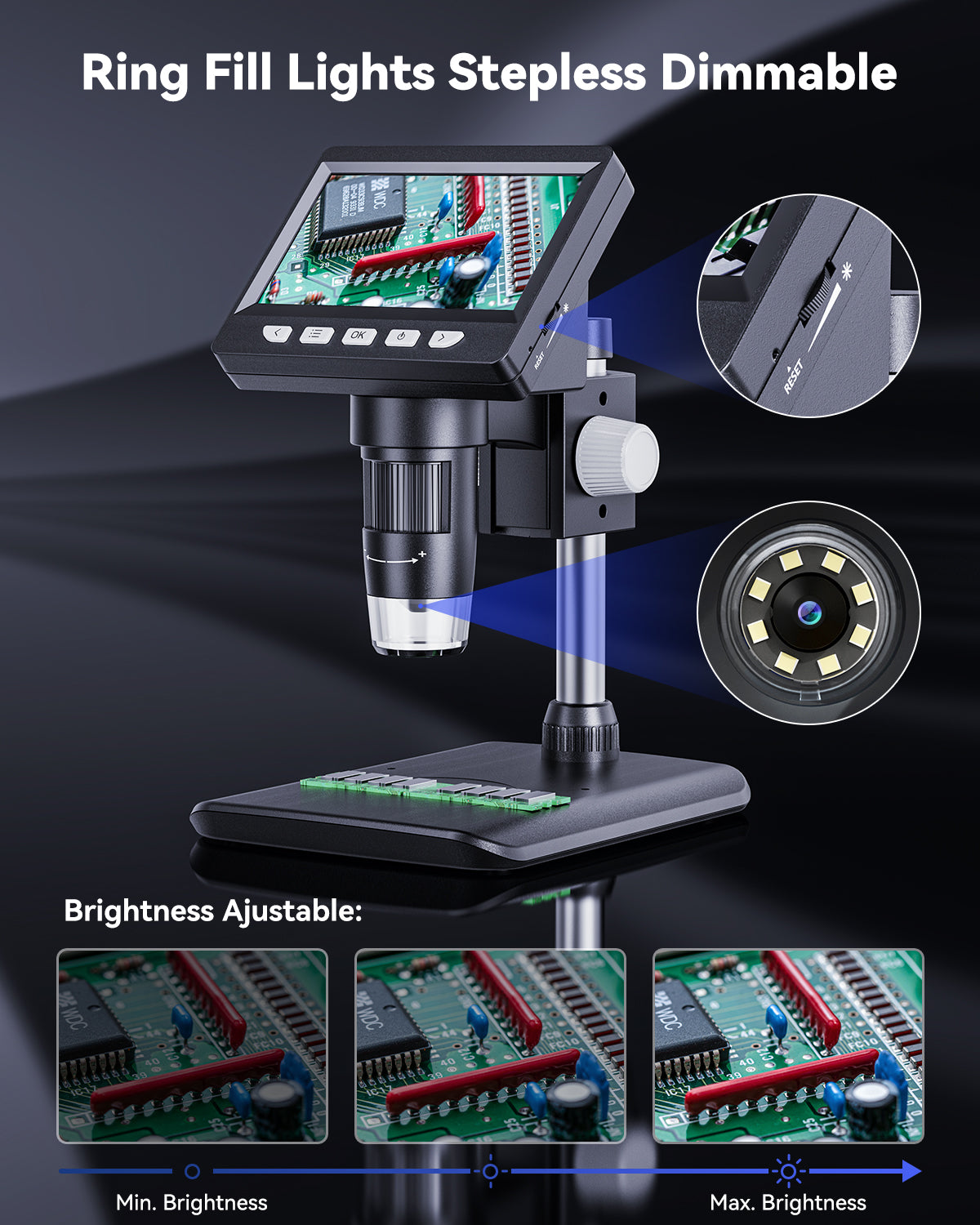 4.3 Inch Digital Soldering Microscope For Electronics Repair | Filindra