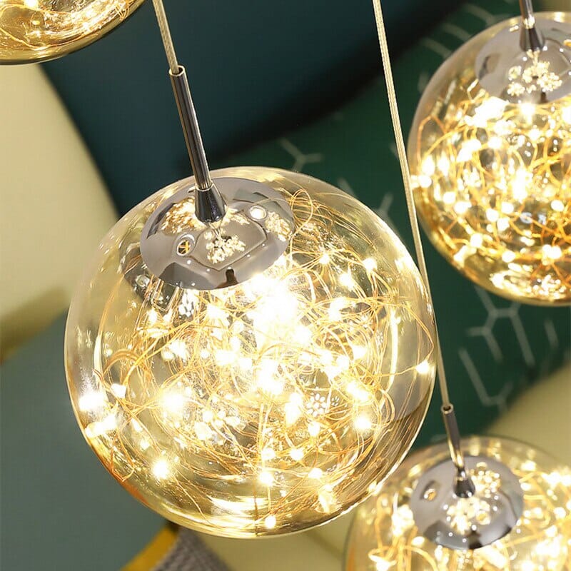 Bella Glass Ball Staircase Chandelier — Elegant Pendant Light