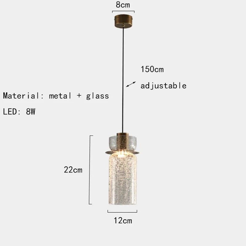 Novalux Pendant Light In Amber Glass With Cracked Shade For Dining