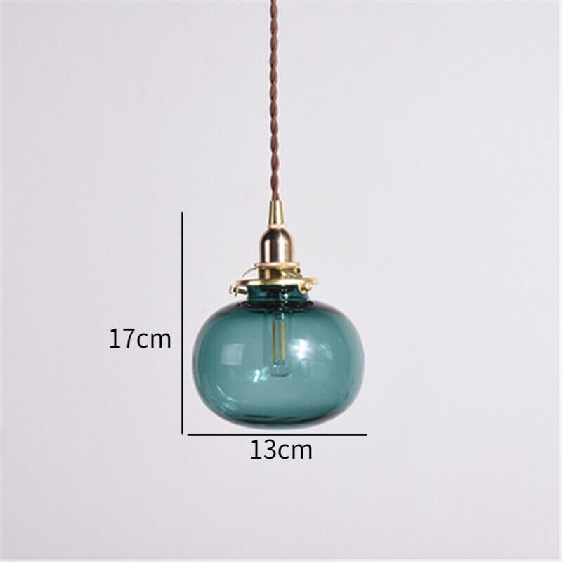 Lyra Vintage Pendelleuchte mit handgefertigtem farbigem Glas