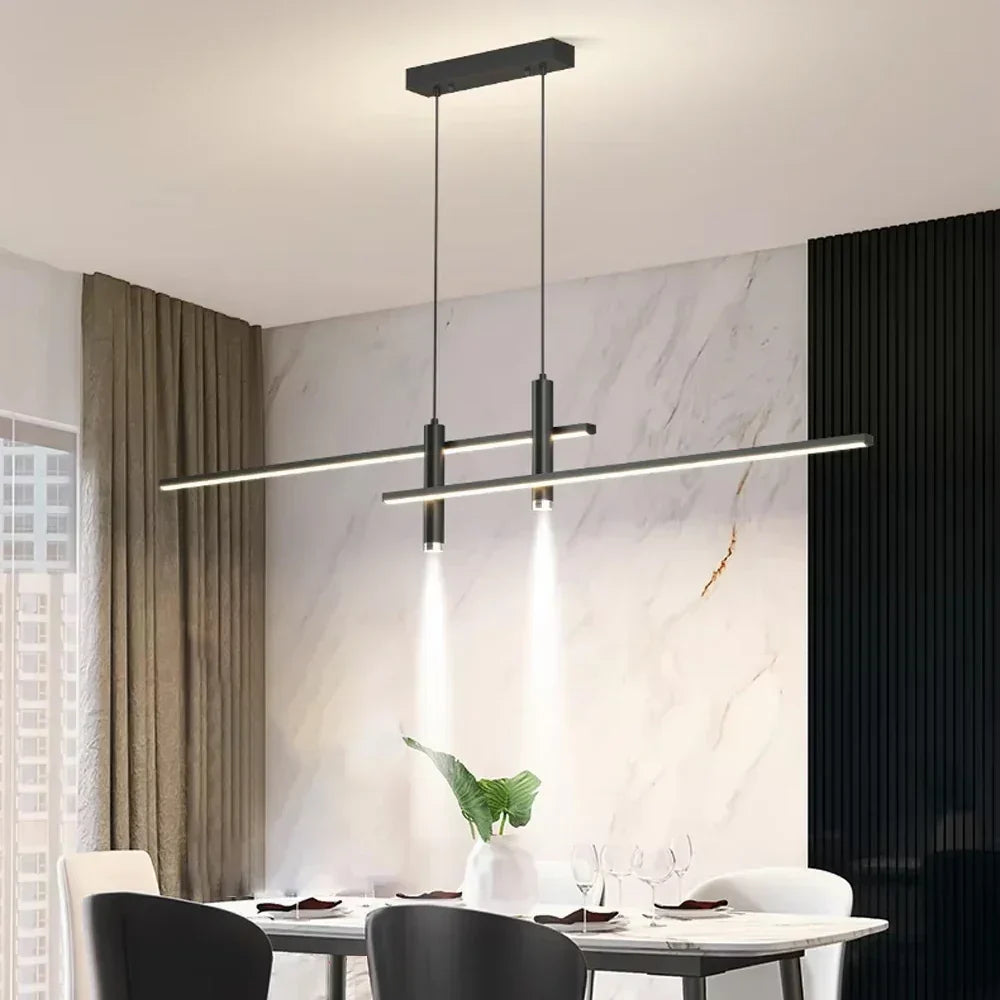 Modern LED Linear Pendant Light — Nordic Style, Warm Glow