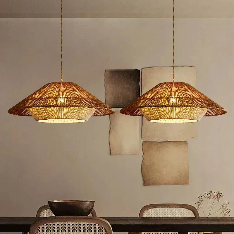 Aurelle Rattan Pendant Lights For Cozy Spaces In Wabi Sabi Style