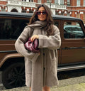 Luxury Woolen Chic női gyapjúkabát-szett sállal