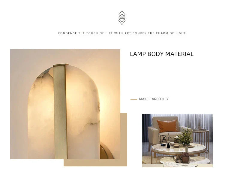 Auriel Alabaster Wall Lamp With Brass Band And Premium LED