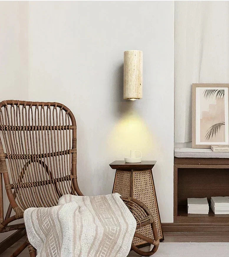 EmberStone Travertine Wall Light With LED For Living Rooms