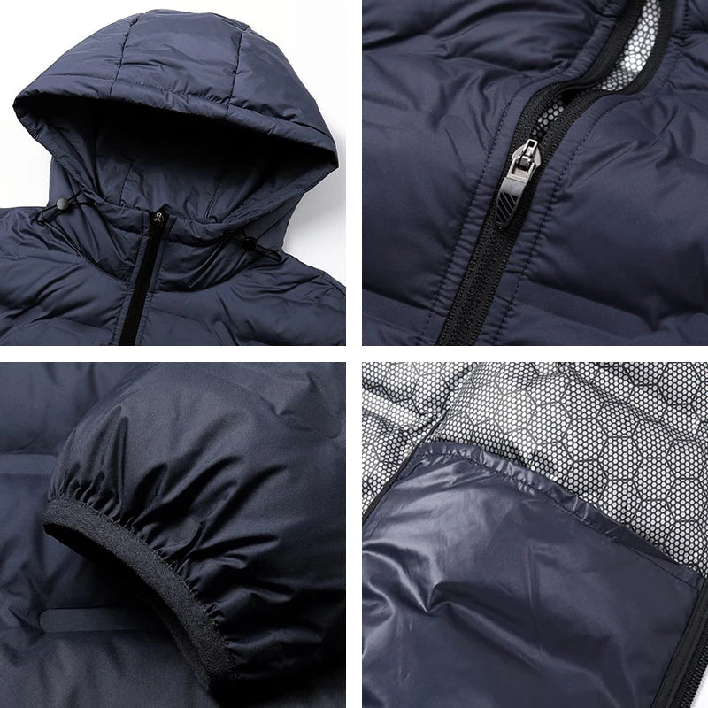 Nolan Herren-Parka mit Kapuze und weißer Entendaune — Wind- und wasserdicht