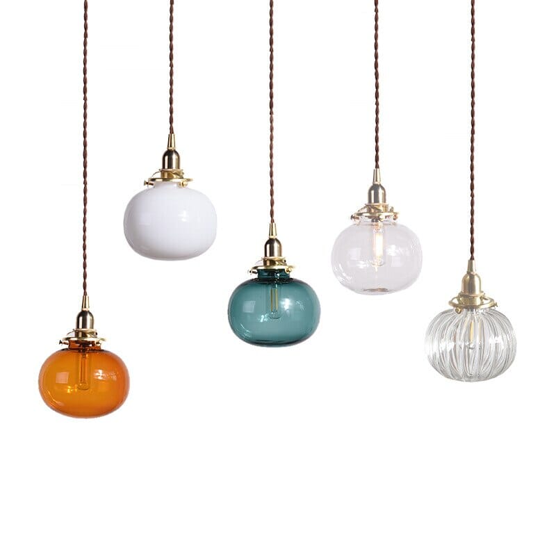 Lyra Vintage Pendelleuchte mit handgefertigtem farbigem Glas