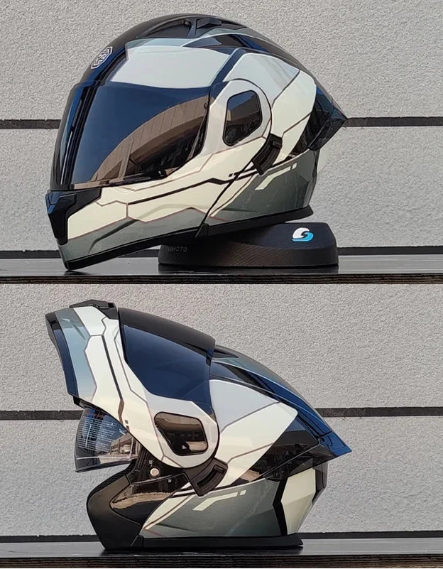 フリップフロント式フルフェイスバイクヘルメット — DOT認証デュアルレンズシールド