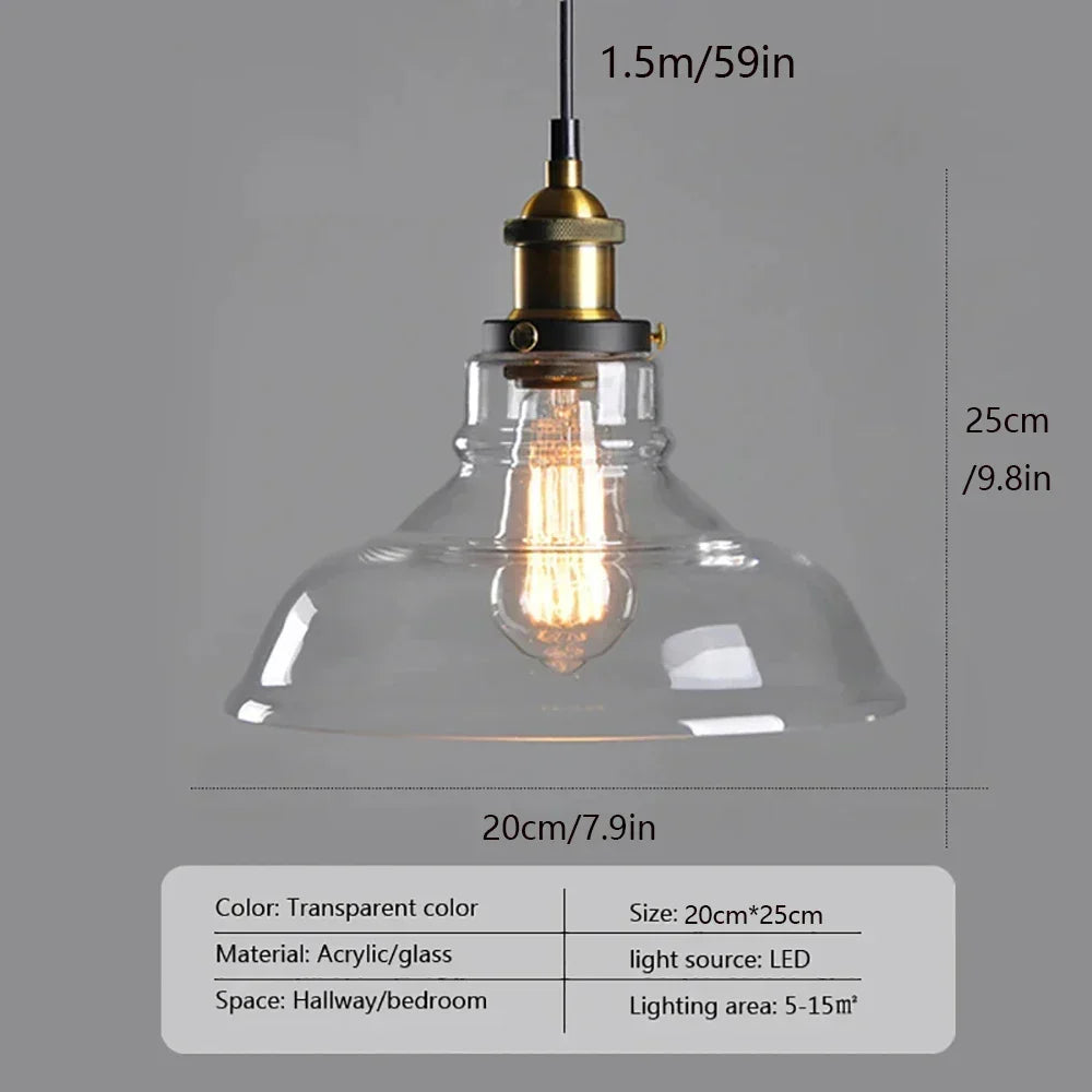 Suspension en verre rétro industrielle — Luminaire suspendu