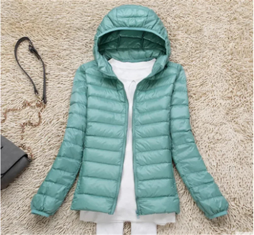 Spectra Daunenjacke mit Kapuze für Damen in Warmweiß — wasserdicht
