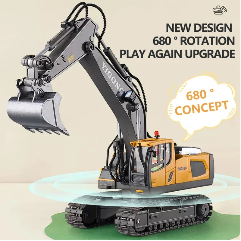 MegaMight RC Excavator — 1/20 Scale, 11-Channel Control