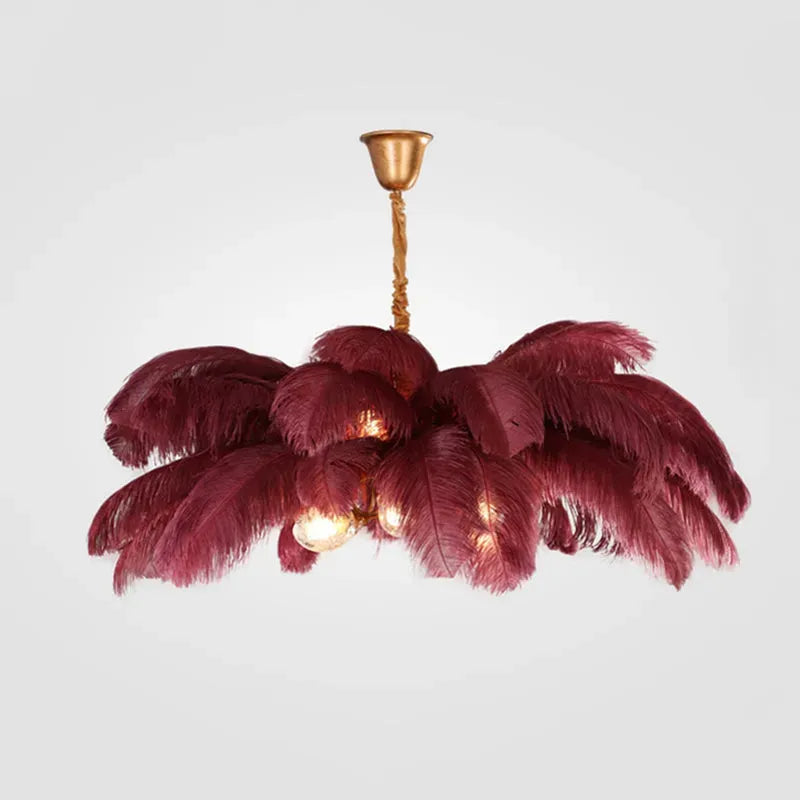 Lámpara colgante Art Deco — Latón/plumas de 8 colores para dormitorio/comedor de lujo - Flindria