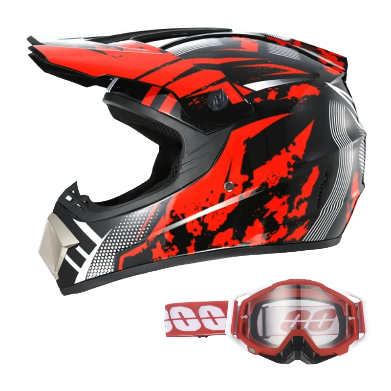 Kids Full-Face Motocross Helmet — Complete Set with Matching Goggles