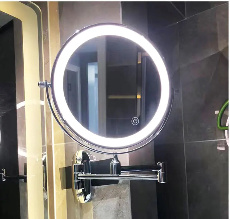 Specchio ingranditore LED nero ricaricabile — illuminazione brillante, chiarezza precisa