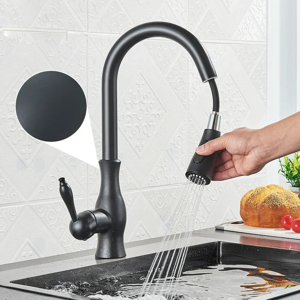 AureliaLux Gold Faucet — Swivel Spout, Pull-Out Spray