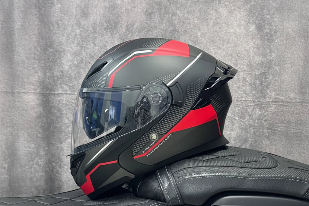Flip-Up Full-Face Motorcycle Helmet — Dual-Lens Visor, Aerodynamic Rear Wing, DOT Certified
