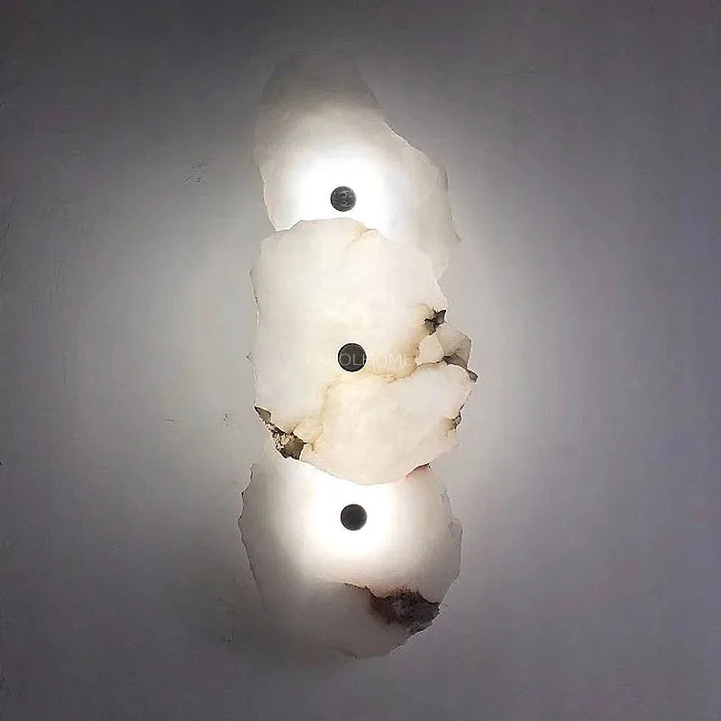 Natural Marble LED Wall Sconce — Modern Design, Copper Accents