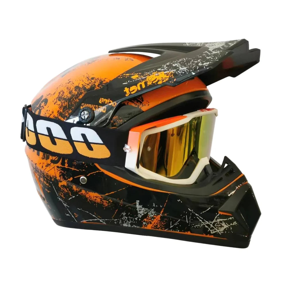 Kids Full-Face Motocross Helmet — Complete Set with Matching Goggles