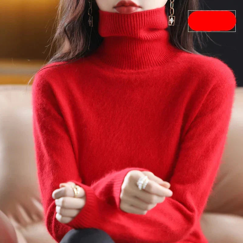Emma-Pullover mit hohem Kragen aus 100 % reinem Kaschmir — Figurbetonte Silhouette