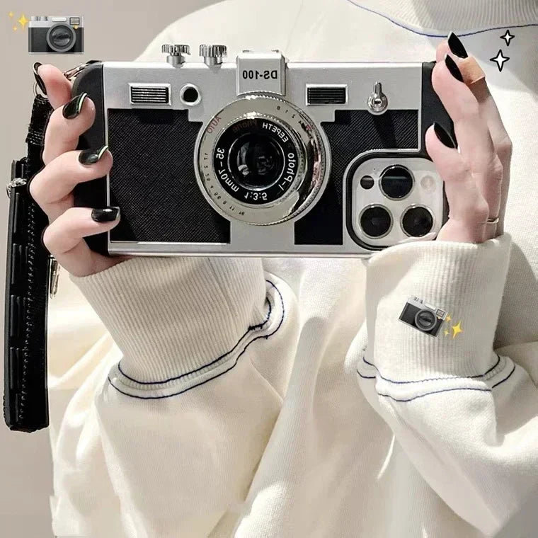 Limitowana edycja 2024, etui na iPhone’a w stylu vintage retro z aparatem — Emily w Paryżu