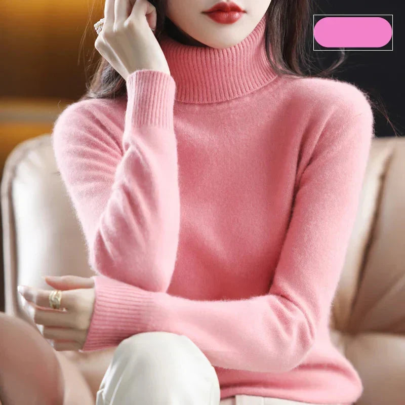Emma-Pullover mit hohem Kragen aus 100 % reinem Kaschmir — Figurbetonte Silhouette
