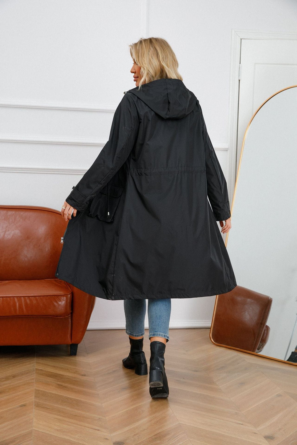 Lisa vattentät trenchcoat/jacka med huva för kvinnor - vindjacka för hösten