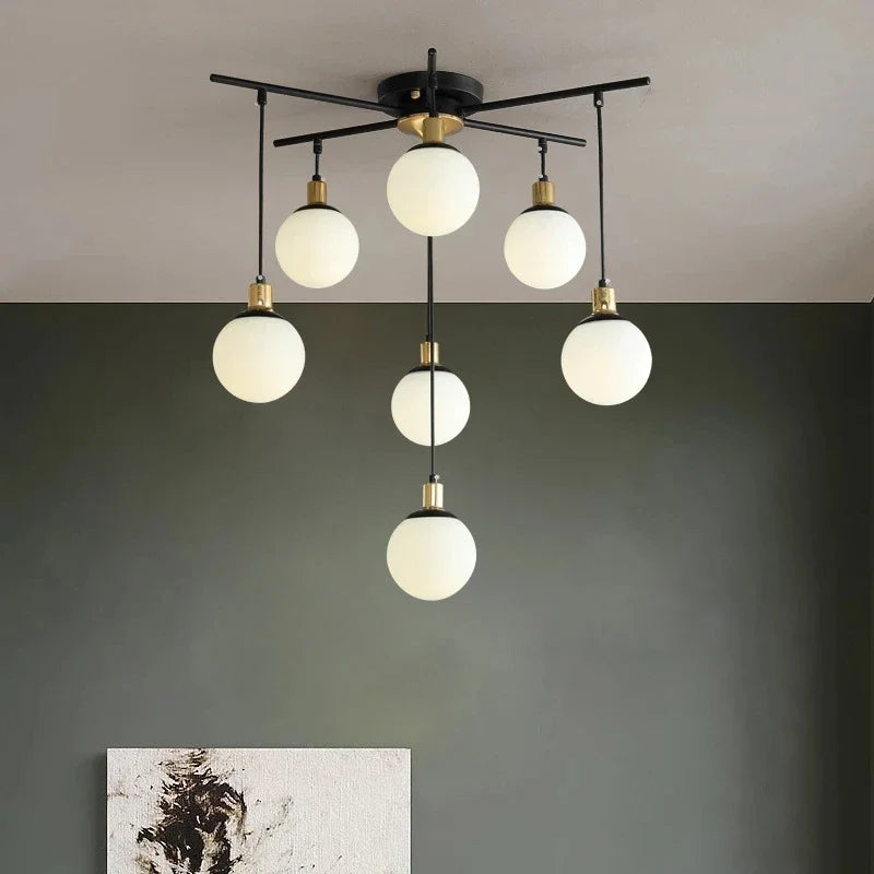 Velora LED Glas-Chandelier für das Wohnzimmer, moderne Pendelleuchte