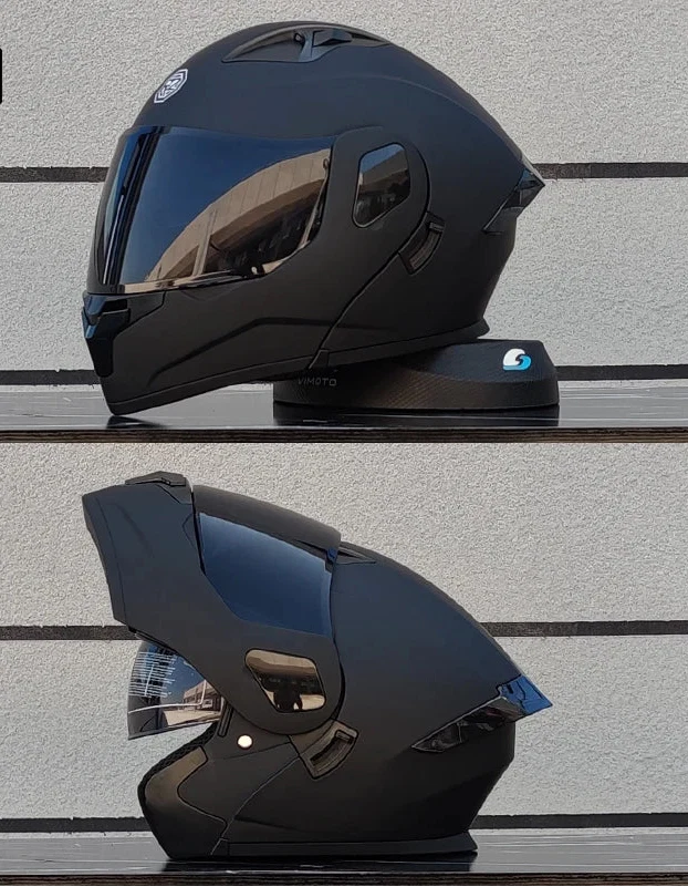 フリップフロント式フルフェイスバイクヘルメット — DOT認証デュアルレンズシールド