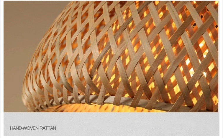 Bamboo Pendant Light — Woven Hanging Lamp, Statement Decor