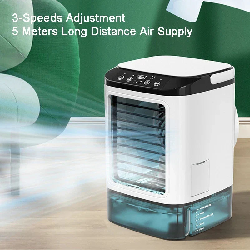 Rafraîchisseur d’air de bureau - humidificateur à double pulvérisation, ventilateur à 3 vitesses, veilleuse