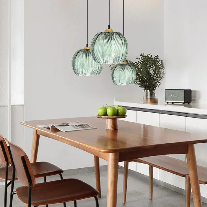 Nordleaf Pendant Light With Leaf Motif In Green Glass Shade