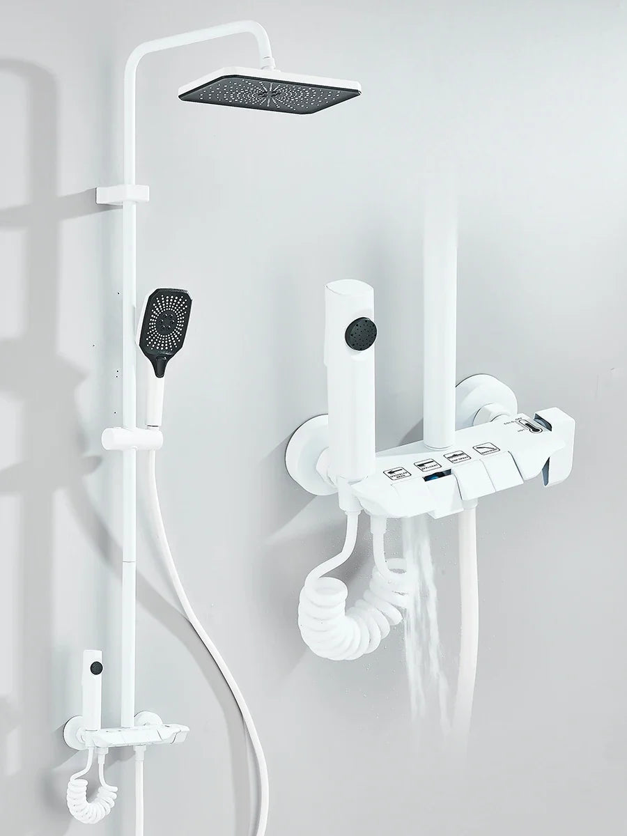 Quadruple Outlet Shower System — Rain Head, Bidet Spray, Single Handle Hot And Cold Mixer