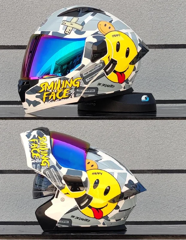 フリップフロント式フルフェイスバイクヘルメット — DOT認証デュアルレンズシールド