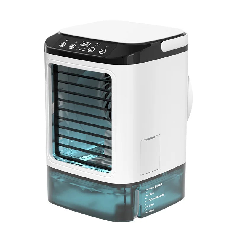 Rafraîchisseur d’air de bureau - humidificateur à double pulvérisation, ventilateur à 3 vitesses, veilleuse