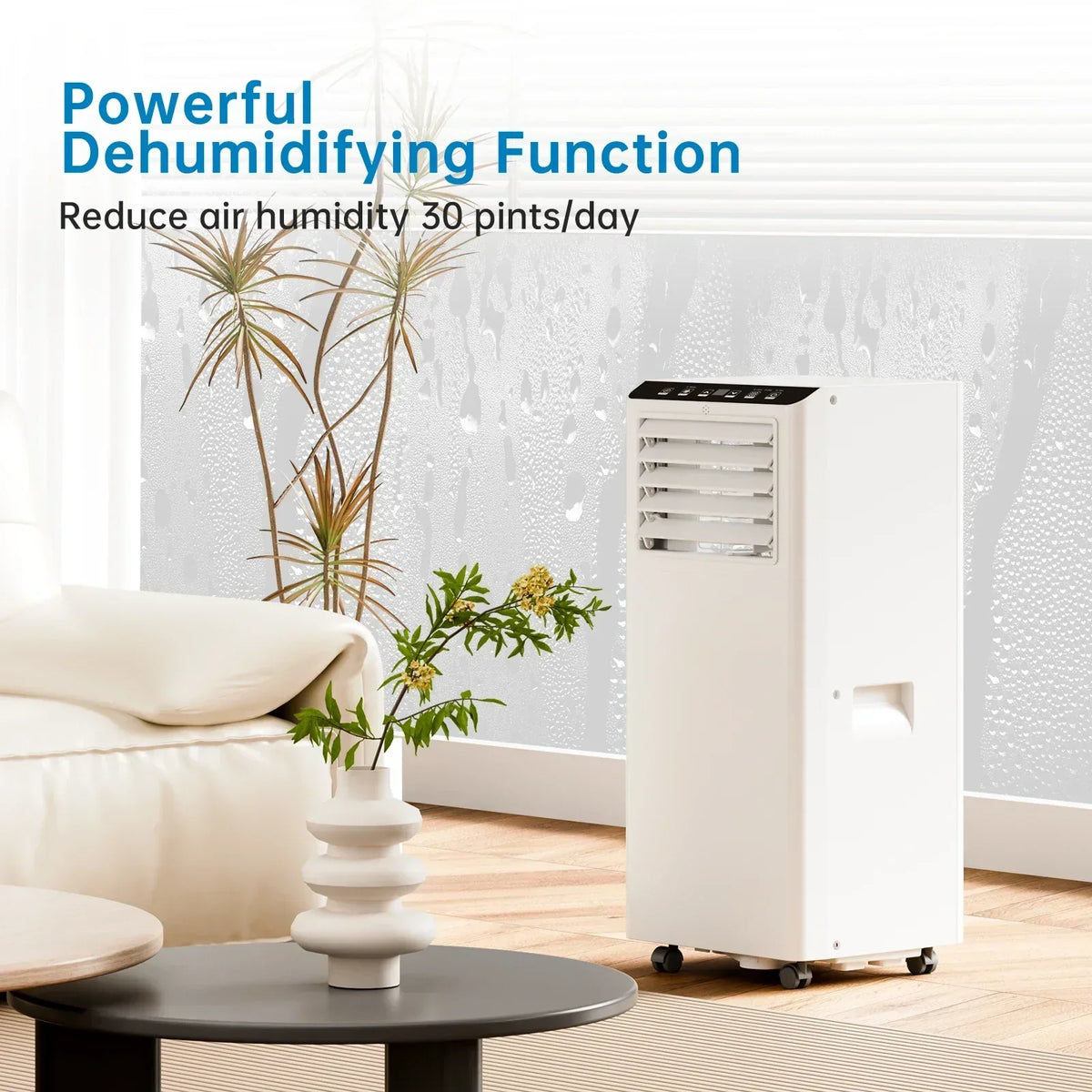 Aire acondicionado portátil de 7000BTU 4 en 1 — ventilador, modo de sueño, kit para ventana