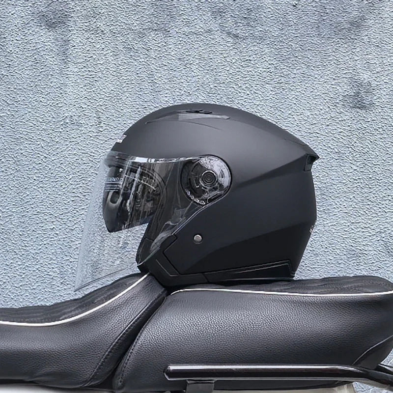 スリークォーター バイクヘルメット — ダブルバイザー、軽量1050g