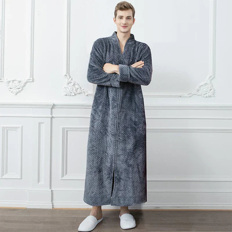 CozyNest termisk flanellbadrock för gravida — extra lång och rymlig passform