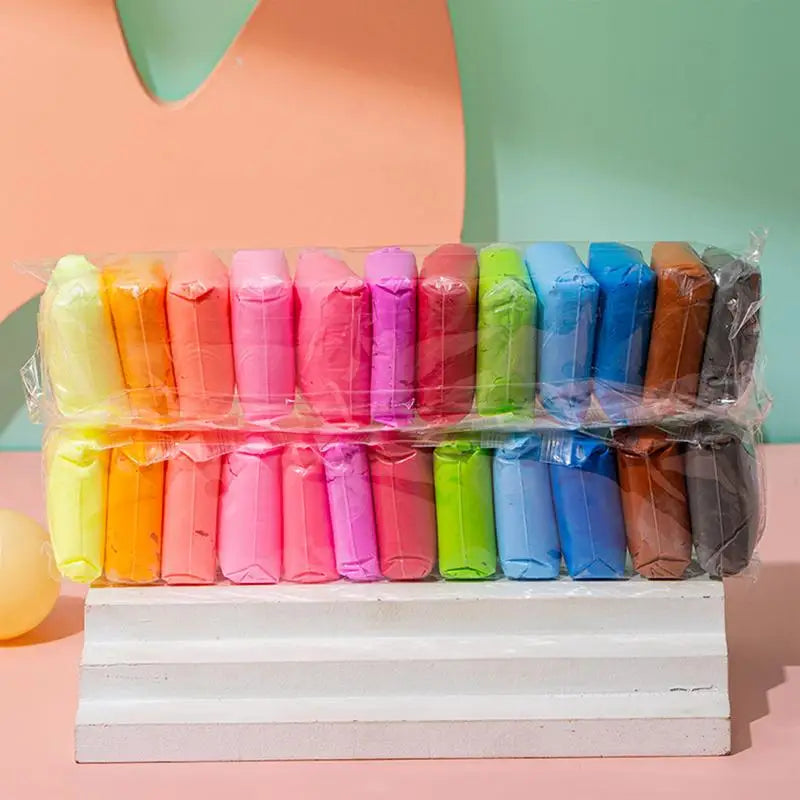 Kids Air Dry Clay Kit — Soft, Easy-Blend Colors, Hand Tools, 12 24 36 Count