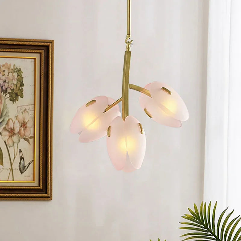 Nova Ceiling Light With Scandinavian Pink Tulip Glass Shade