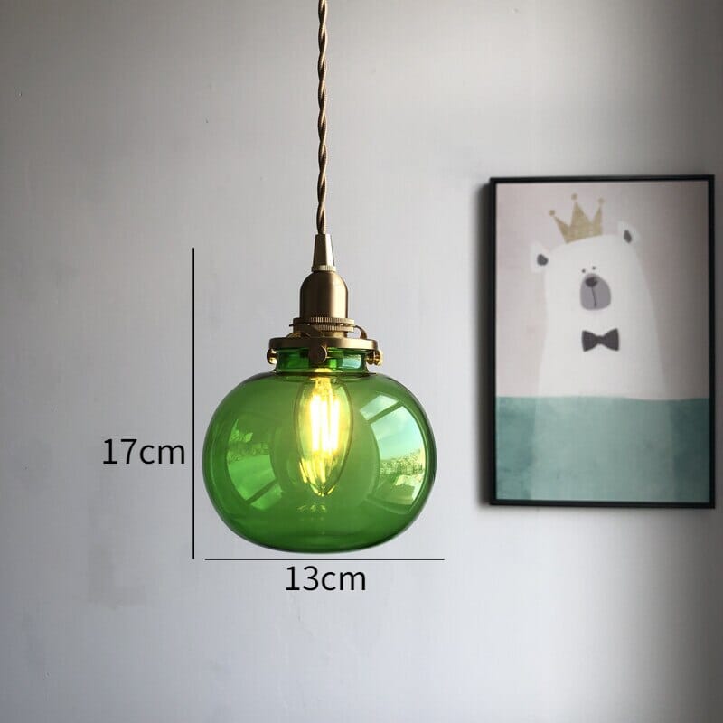 Lyra Vintage Pendelleuchte mit handgefertigtem farbigem Glas