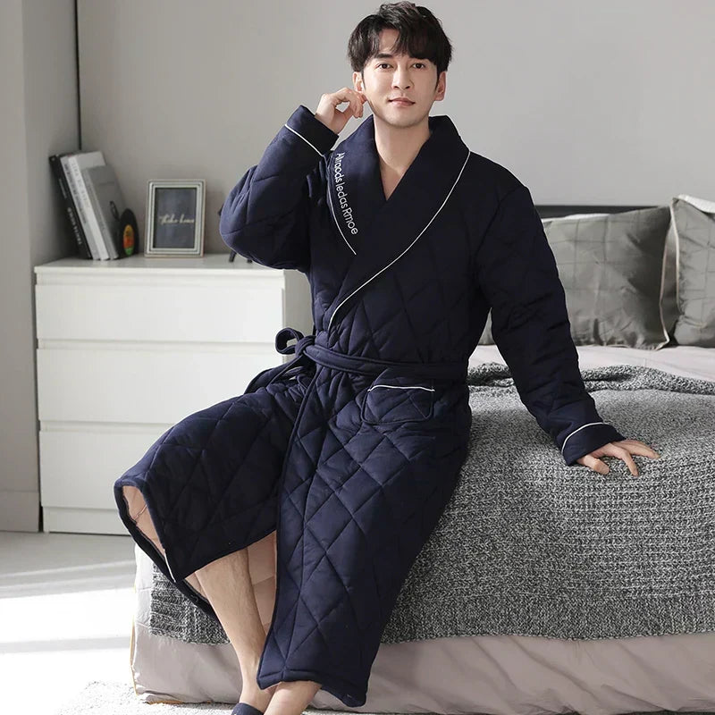 Frosthaven Quilted Winter Bathrobe — Triple-Layer Warmth Construction